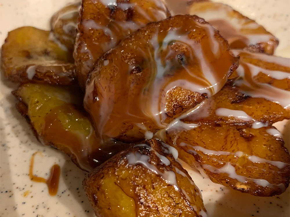 Sweet dessert drizzled with caramel